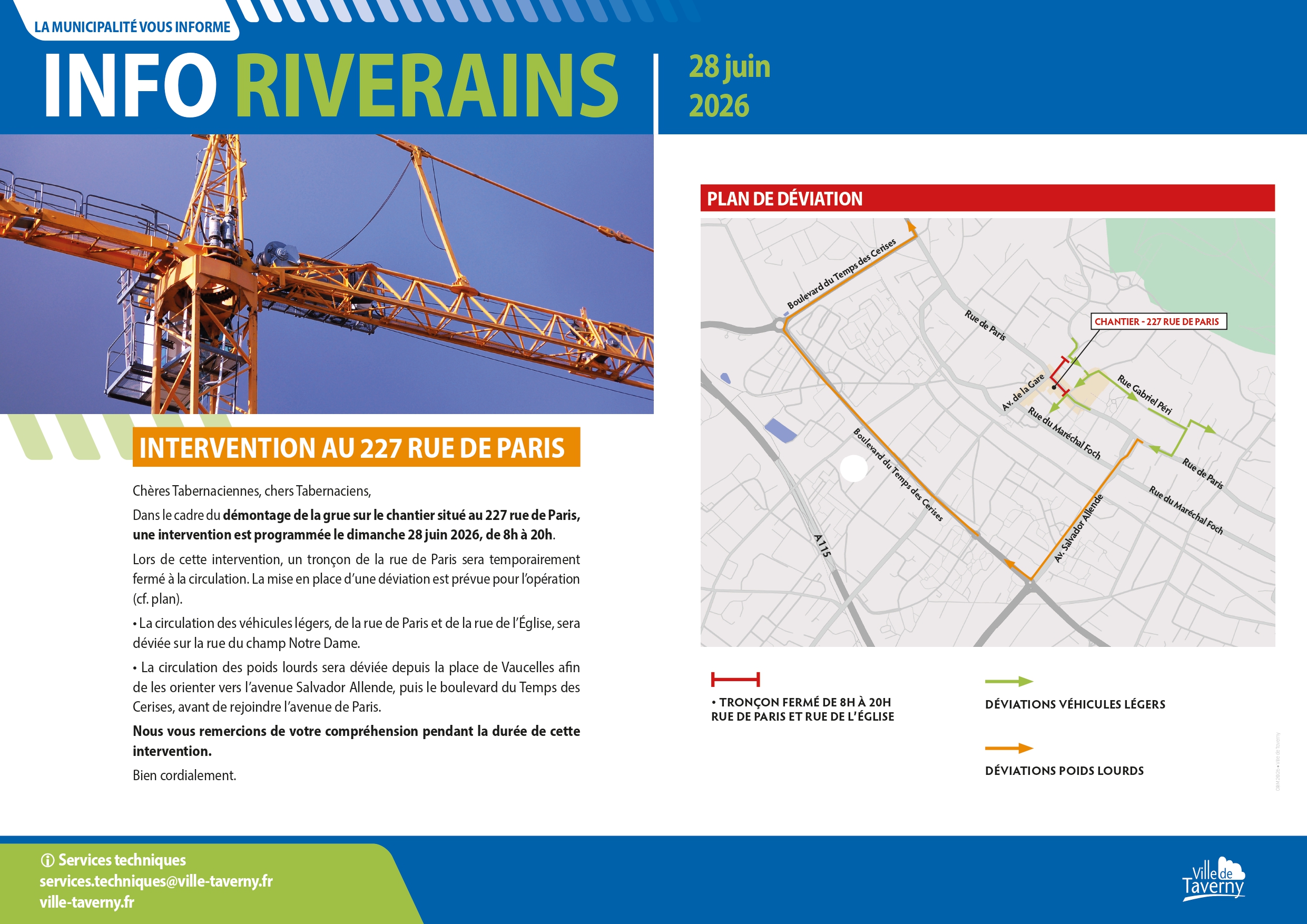 INFO RIVERAINS - Intervention au 227 rue de Paris