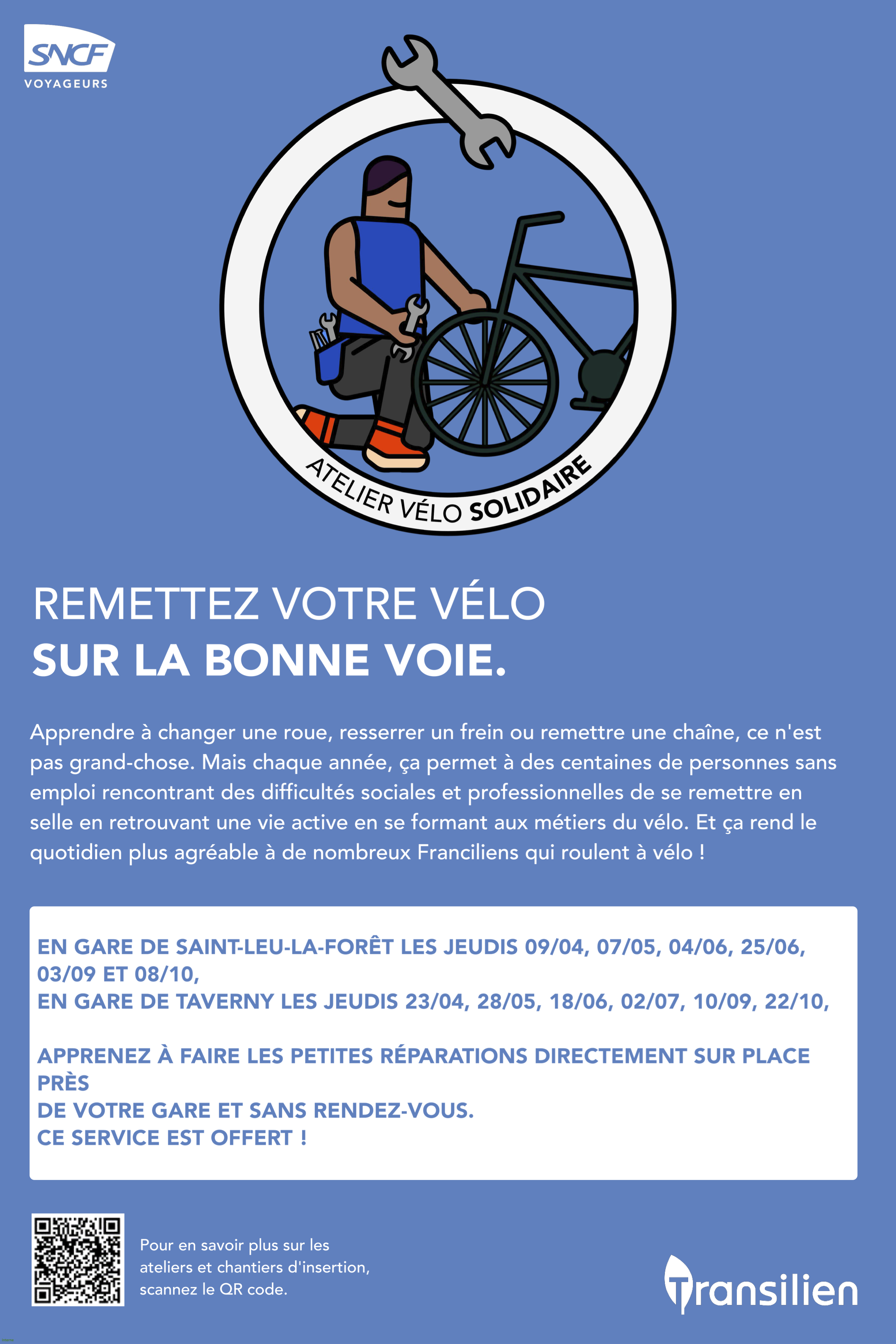 Ateliers vélo solidaires en gare de Taverny : profitez des derniers rendez-vous de la saison !