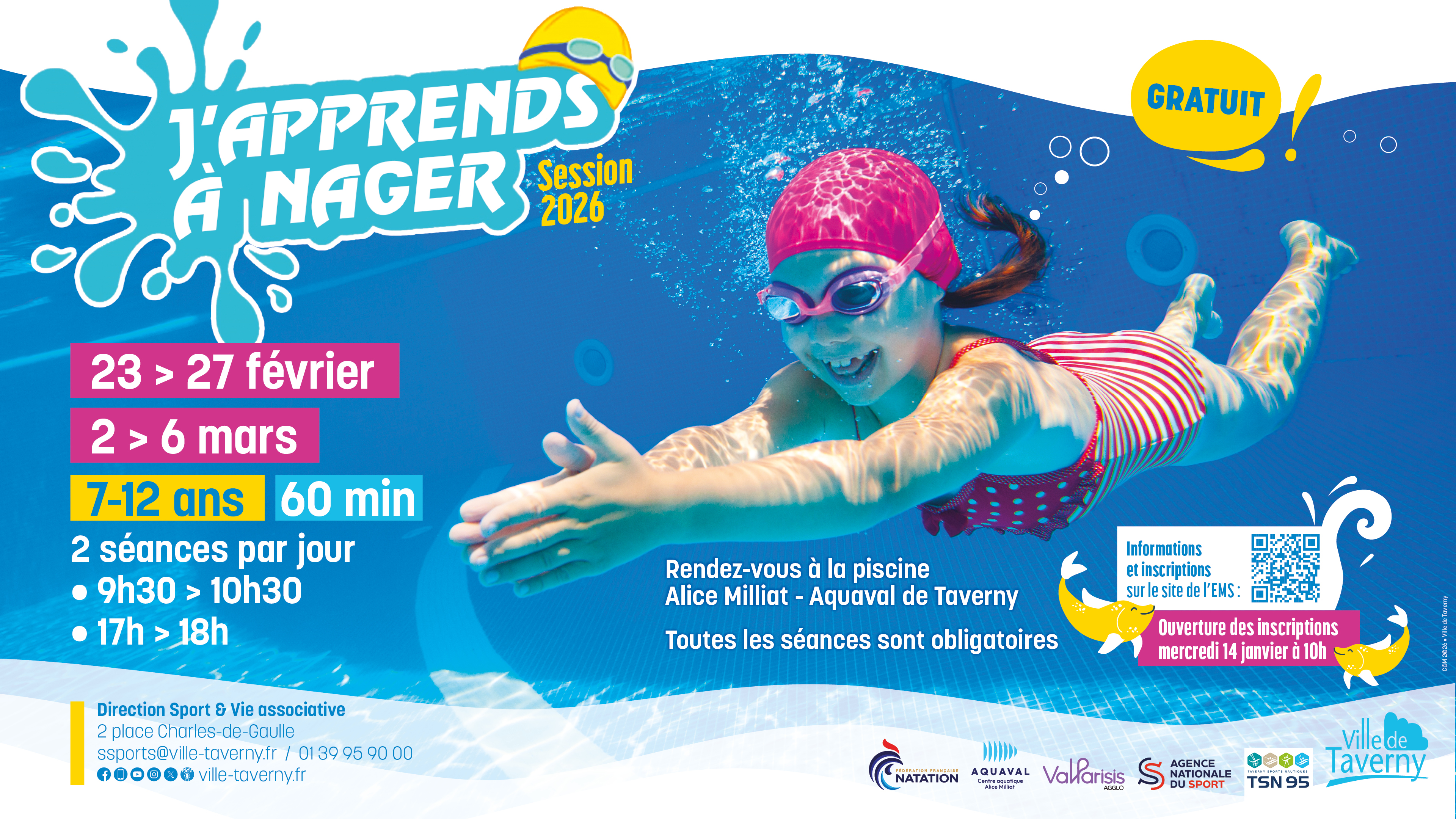 J'apprends à nager (session 2026) : ouverture des inscriptions le 14 janvier