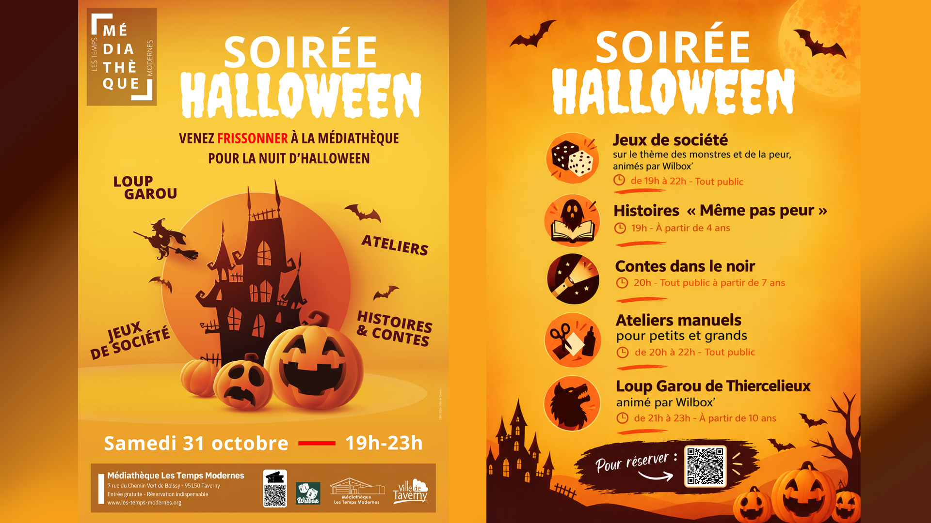 Soirée Halloween à la Médiathèque Les Temps Modernes